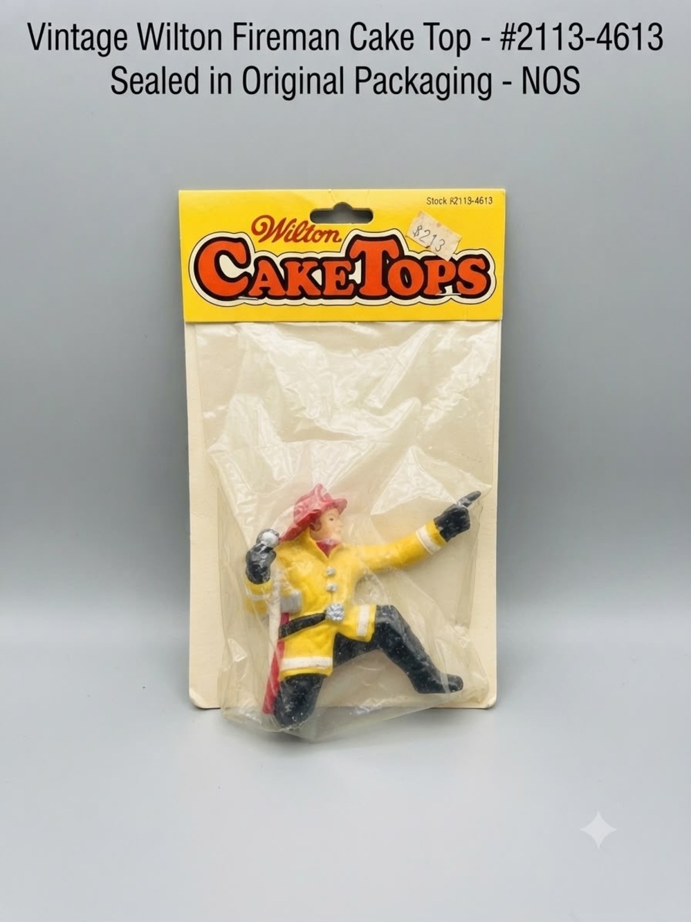 Vintage 1979 Wilton Cake Tops Fire Fighter 3-1/2" Topper New Sealed